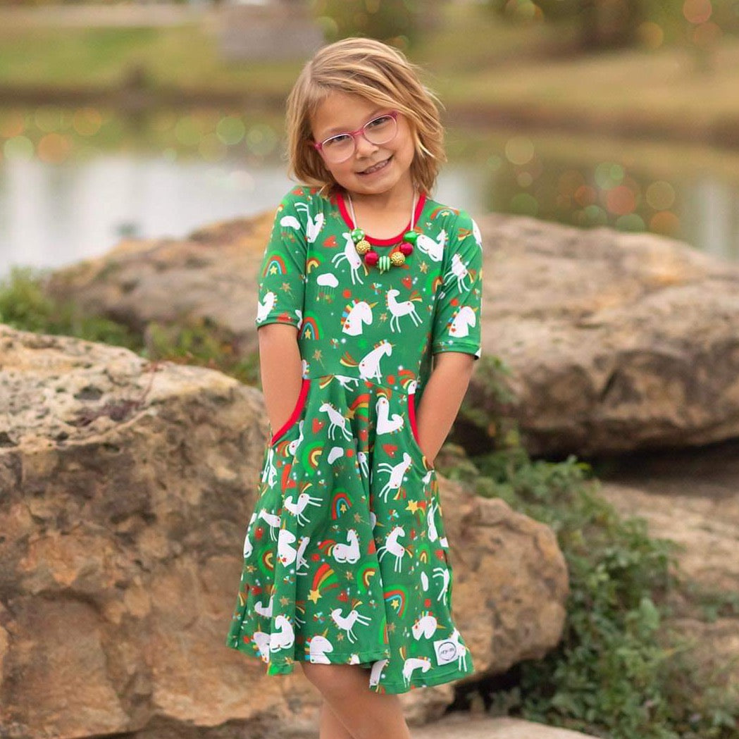 Christmas Unicorn Twirl Dress 2T Christmas Unicorn Twirl Dress 2T