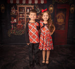 Load image into Gallery viewer, #Red Plaid Fancy Xmas Twirl Dress Just For Littles™ 
