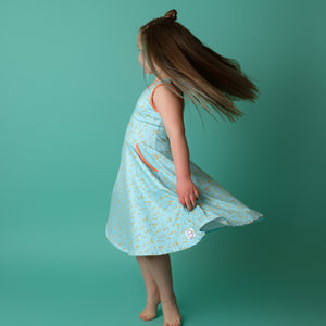 #summer Blue Floral Sleeveless Dress Just For Littles™ 