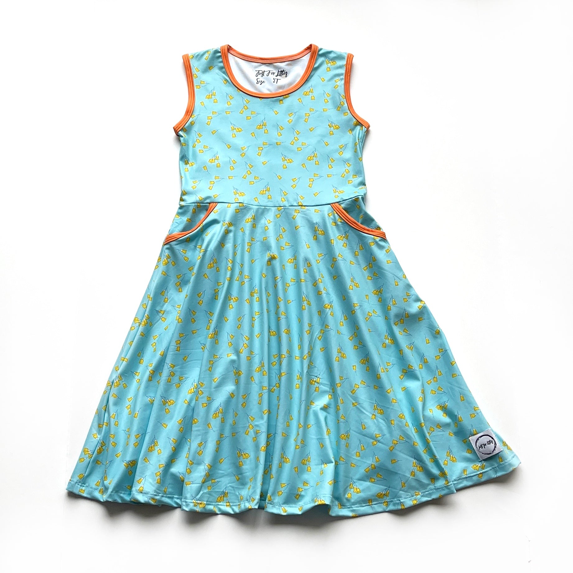 #summer Blue Floral Sleeveless Dress Just For Littles™ 