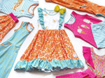 Load image into Gallery viewer, #summer Blue, orange &amp; white Floral Dress Just For Littles™ 
