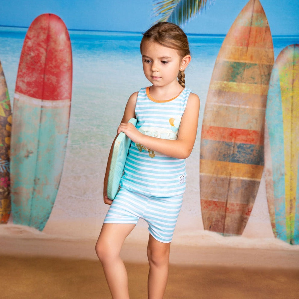 #summer Blue Stripe Kick Shorts Bottoms Just For Littles™ 