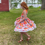Load image into Gallery viewer, #Summer Orange Floral Twirl Dress Dress Just For Littles™ 
