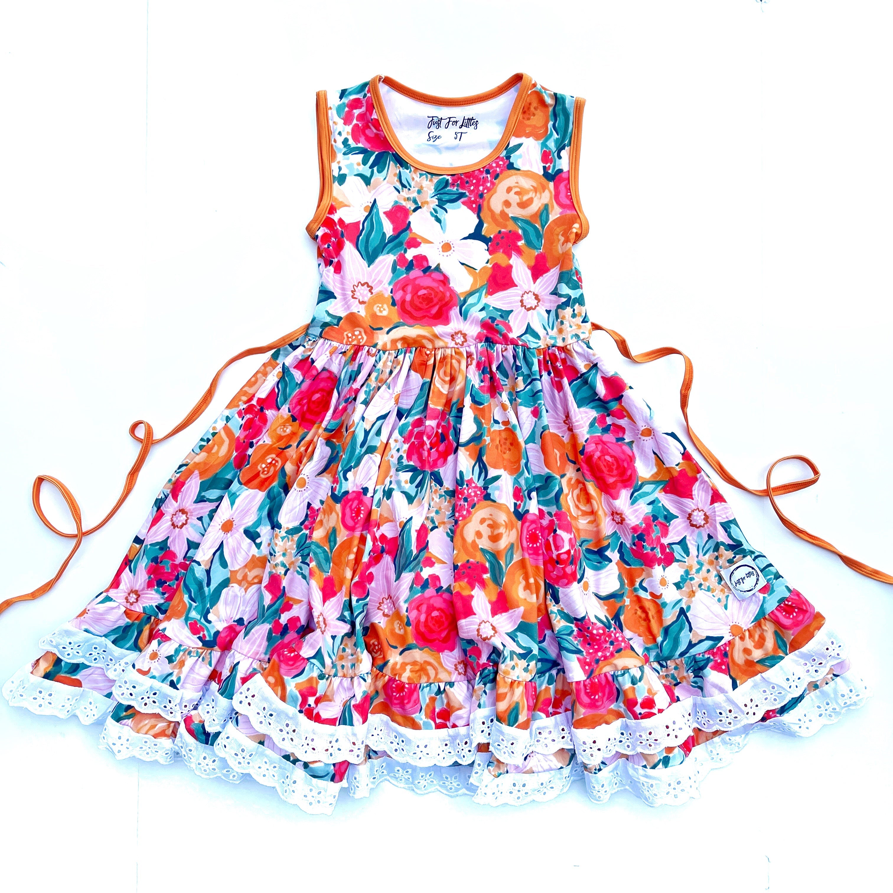 Summer Watercolor Floral Twirl Dress Dress Just For Littles™ 