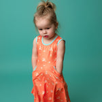 Load image into Gallery viewer, #summer1 Orange Floral Sleeveless Dress Just For Littles™ 

