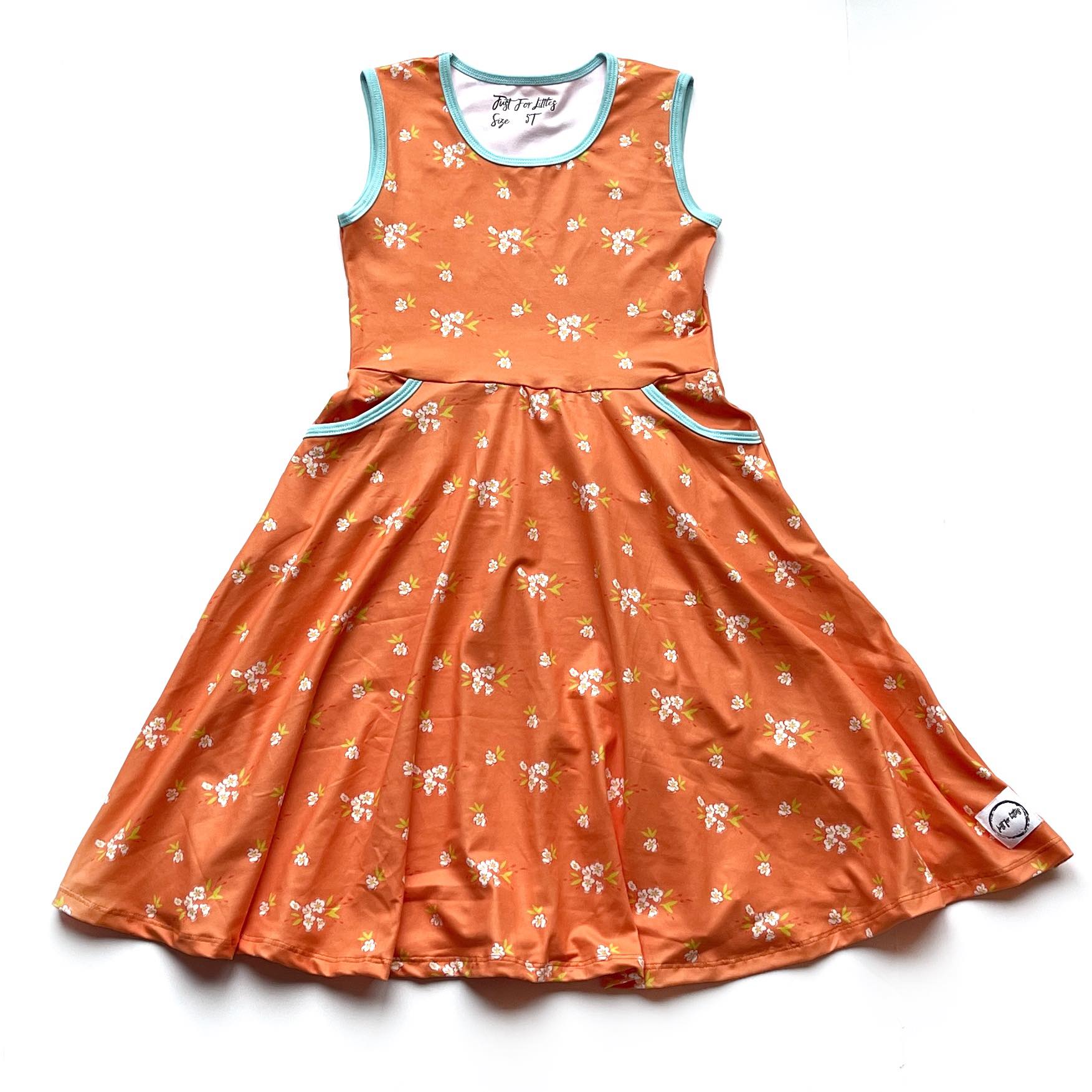 #summer1 Orange Floral Sleeveless Dress Just For Littles™ 