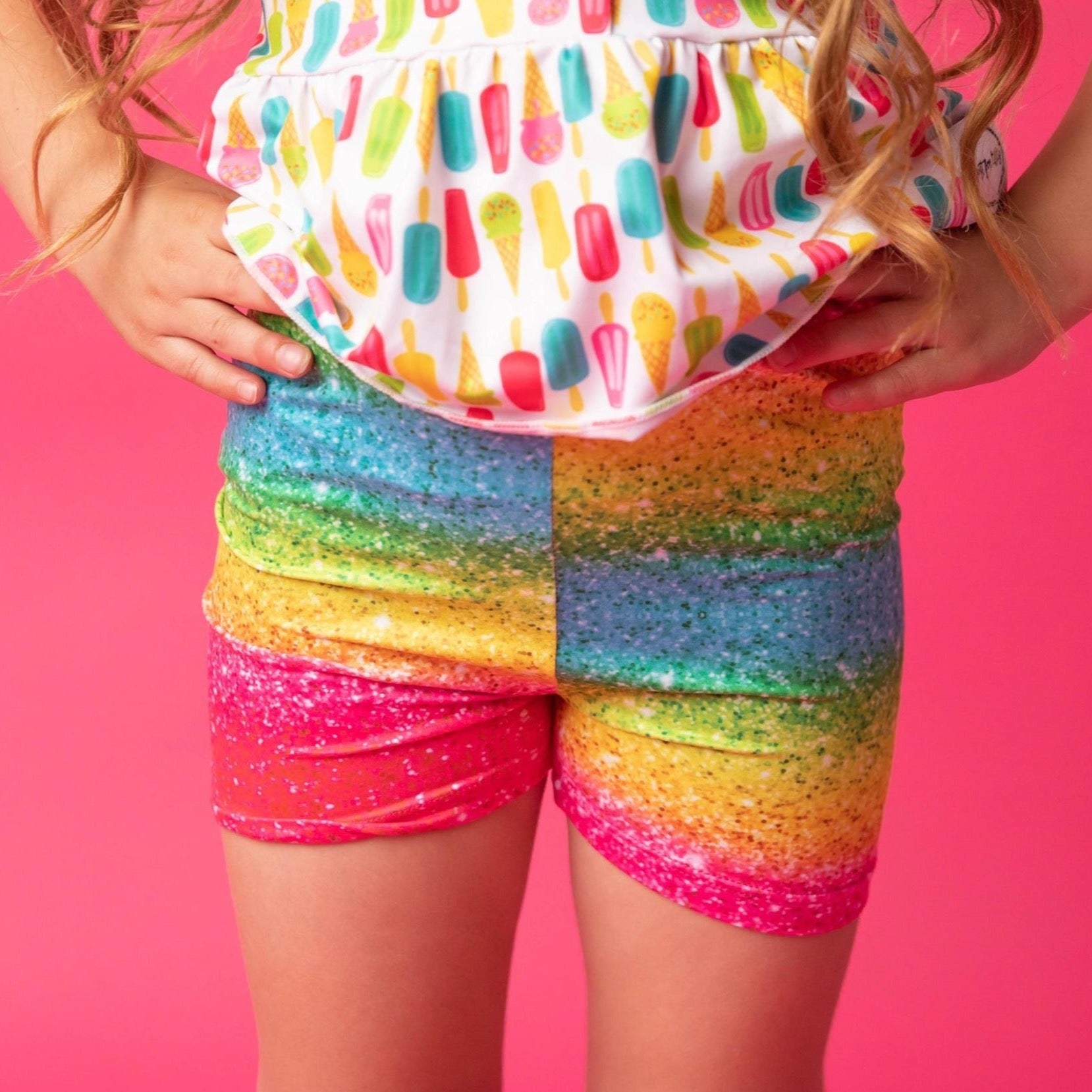 #summer2 Glitter Kick Shorts Bottoms Just For Littles™ 