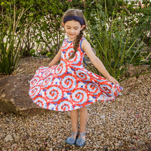 USA Tie Dye Twirl Dress with Pockets Dress Just For Littles™ 