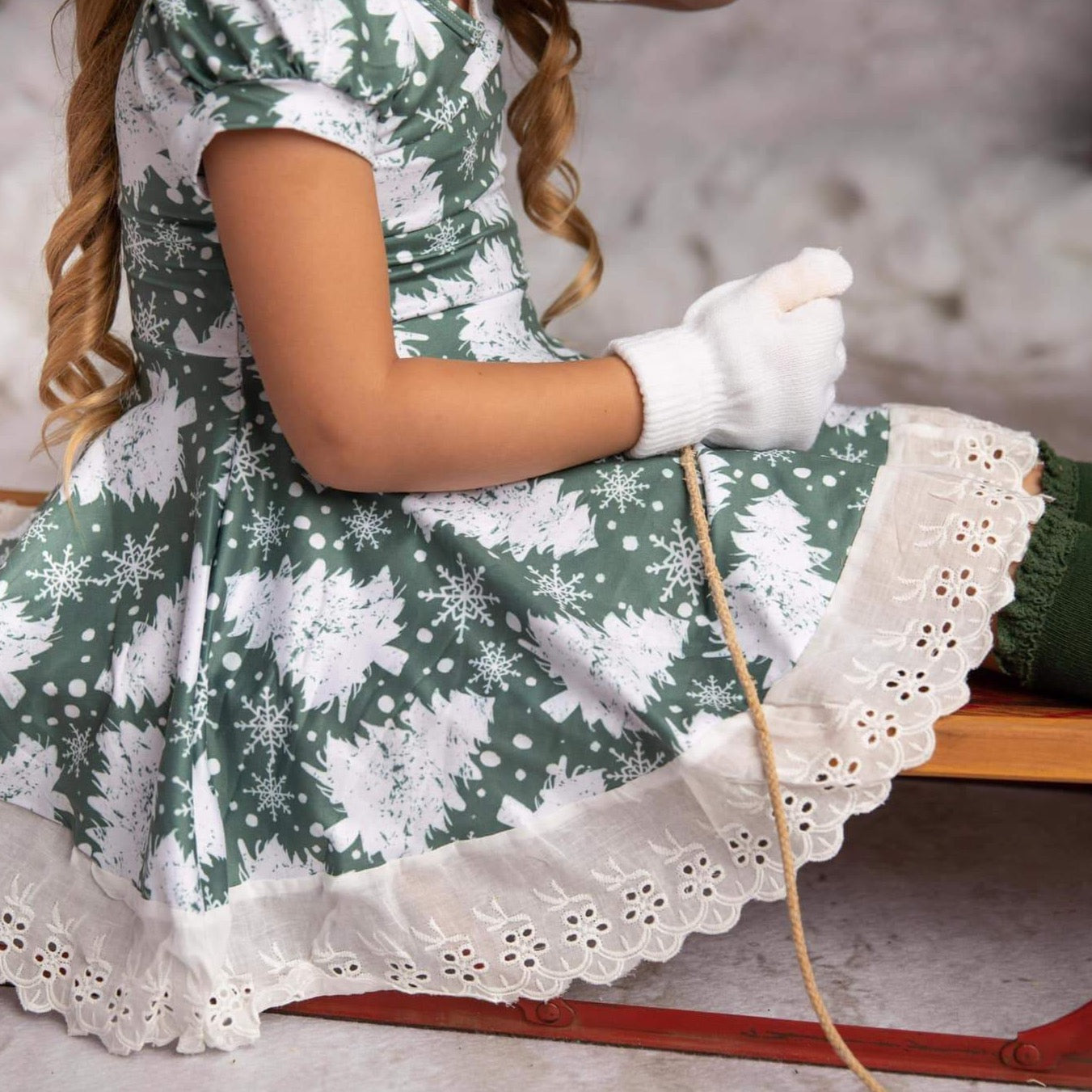 white christmas dresses Cute Christmas Dresses | Santa Double Ruffle Dress main image 0