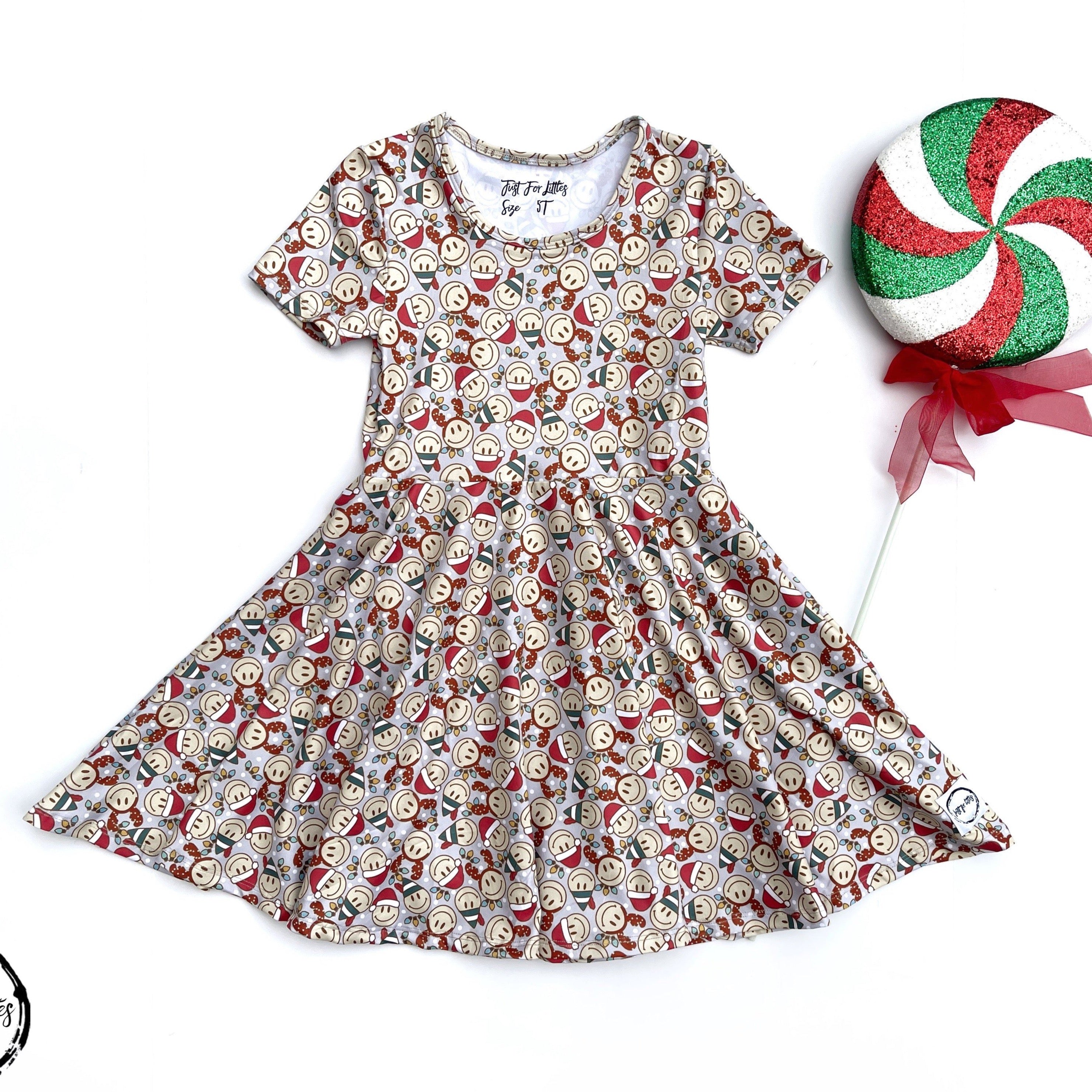 #Xmas Emoji Twirl Dress Dress Just For Littles™ 